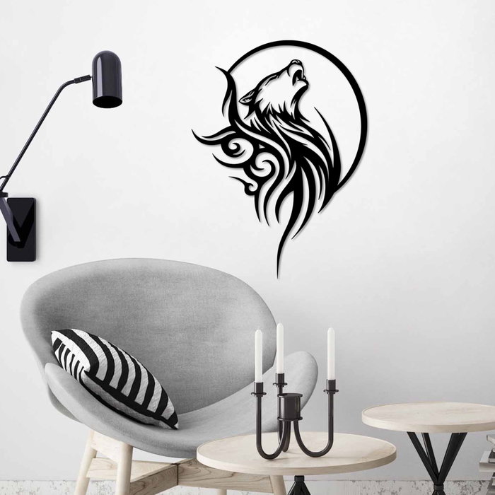 Wallity Wolfmoon Accesorio Decorativo de Pared de Metal Negro
